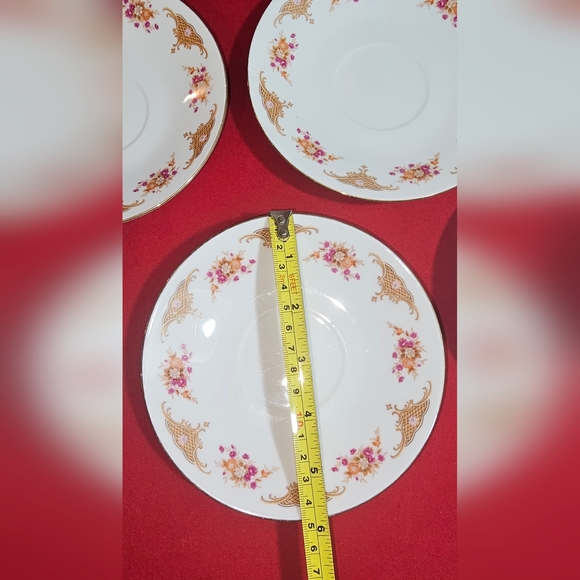 Vintage Chinese Bone China Demitasse Floral Saucer Set of 5 Made In China - Picture 6 of 7